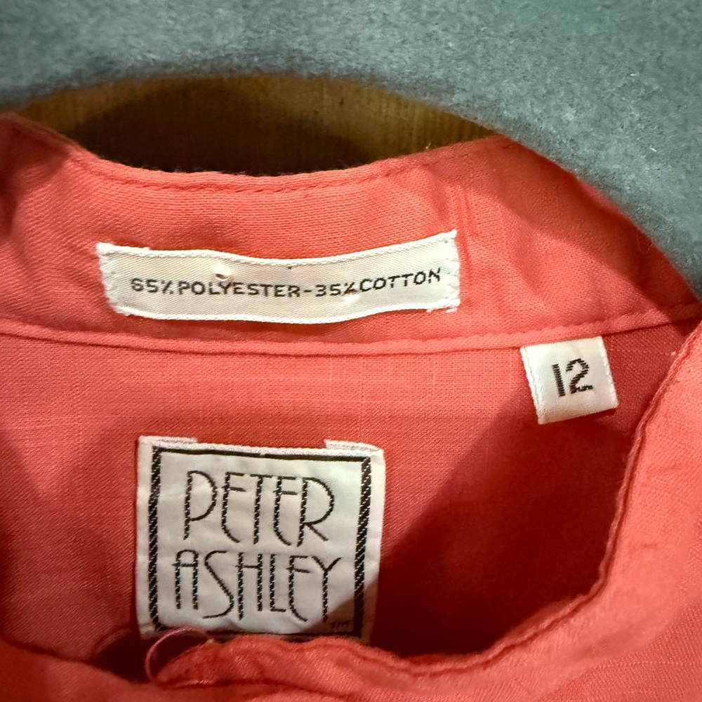 Peter Ashley Women's Coral Button-Up Blouse - Picture 2 of 5